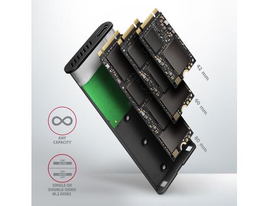 Kietojo disko dėklas AXAGON EEM2-SBC M.2 SATA/SATA 6G USB 3.2 (Gen 2)