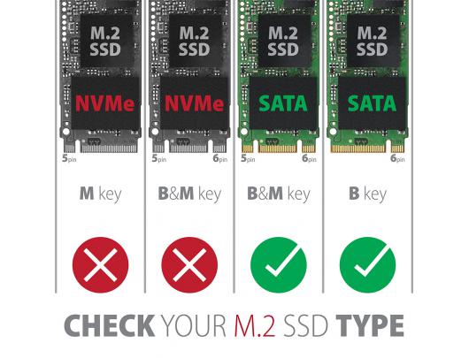 Kietojo disko dėklas AXAGON EEM2-SBC M.2 SATA/SATA 6G USB 3.2 (Gen 2)