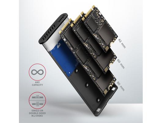 Kietojo disko dėklas AXAGON EEM2-SG2 M.2 NVMe/M.2 SATA USB 3.2 (Gen 2)