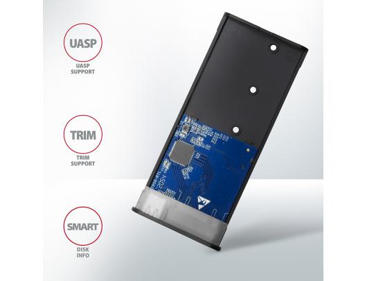 Kietojo disko dėklas AXAGON EEM2-SG2 M.2 NVMe/M.2 SATA USB 3.2 (Gen 2)