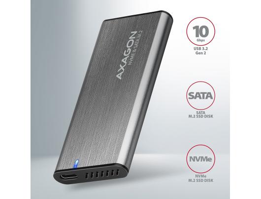 Kietojo disko dėklas AXAGON EEM2-SG2 M.2 NVMe/M.2 SATA USB 3.2 (Gen 2)
