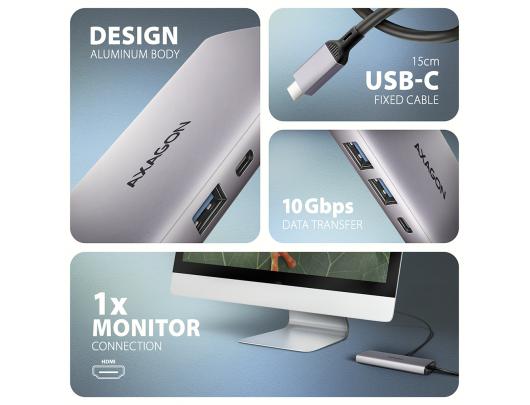 USB-C daugiafunkcis adapteris AXAGON Multi port USB 3.2 (Gen 2) 10Gbps hub