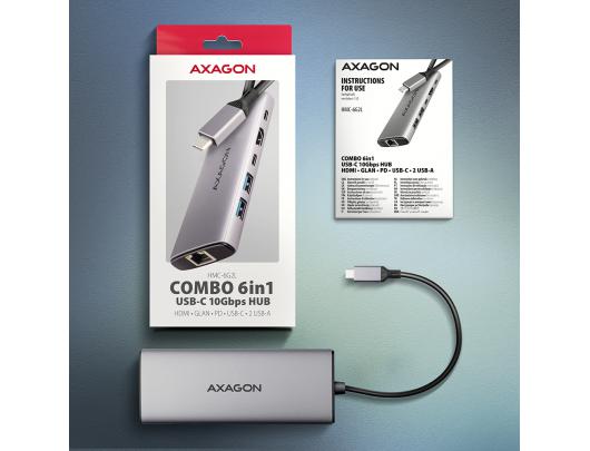 USB-C daugiafunkcis adapteris AXAGON Multi port USB 3.2 (Gen 2) 10Gbps hub