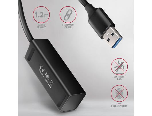 USB šakotuvas AXAGON Miniatiūrinis metalinis keturių prievadų USB 3.2 Gen 1 Juodas