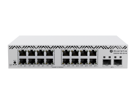 Komutatorius (Switch) MikroTik CSS318-16G-2S+IN, išmanus, montuojamas į stelažą