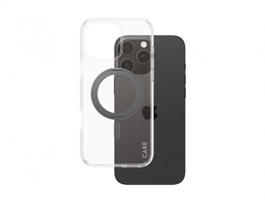 Dėklas PanzerGlass CARE iPhone 16 Pro Max Skaidrus su Juodu Atraminiu Stovu ir MagSafe