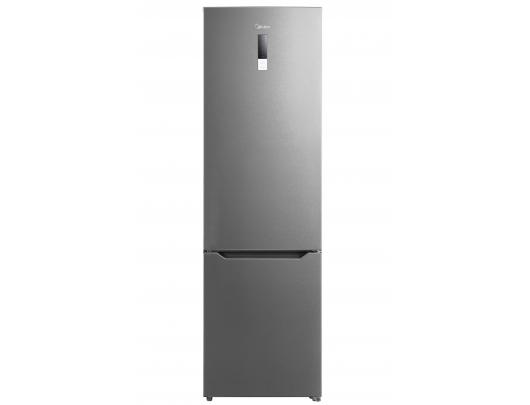 Šaldytuvas Midea MDRB489FGE02O, 201 cm, apačioje šaldiklis, 247 l, 83 l, automatinis atitirpinimas, klasė E, sidabrinis.