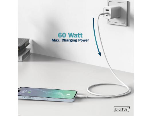 Kabelis Digitus USB-C 1 m Balta