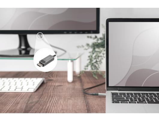 Vaizdo adapterio kabelis Digitus USB-C į DisplayPort 1 m juodas