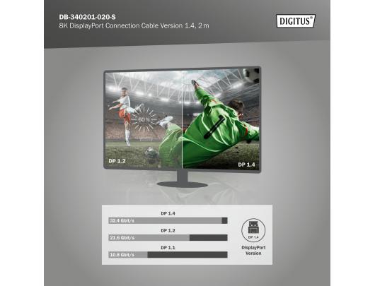 Kabelis Digitus DisplayPort, 20 pin DisplayPort, Mini DisplayPort, juodas