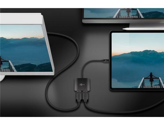 Adapteris Goobay USB-C į 2x DisplayPort Juodas