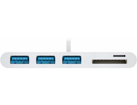 Adapteris Goobay USB-C Multiport 3x USB-A Kortelių skaitytuvas Balta