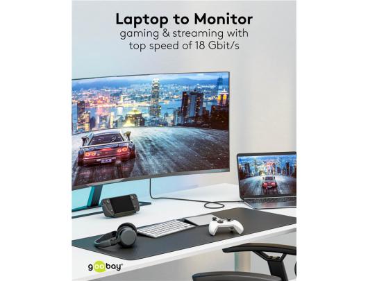 Kabelis Goobay USB-C į HDMI 4K 60 Hz 1 m Juodas