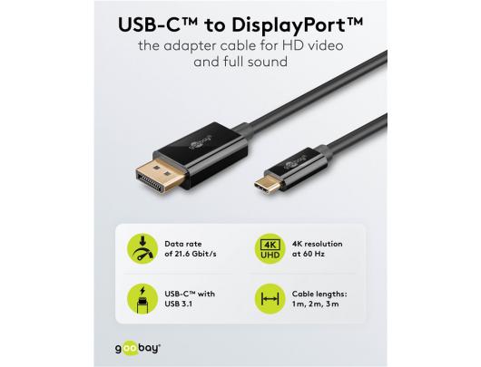 Kabelis Goobay USB-C į DisplayPort 4K 60 Hz 1 m Juodas