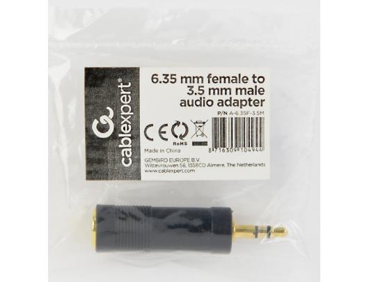 Audio adapteris Cablexpert A-6.35F-3.5M 6.35 mm Female į 3.5 mm Male