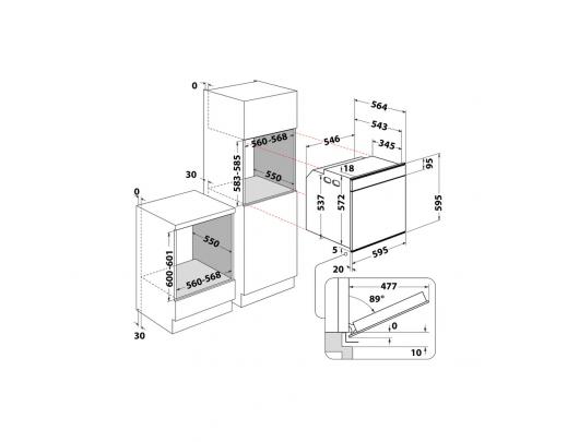 Orkaitė Whirlpool W6 OS4 4S2 H BL 73 L Juoda