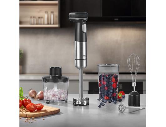 Trintuvas (blenderis) Caso Cordless 4in1, Click & Mash, 180 W, kintamas greičio valdymas, nerūdijančio plieno/juodas.