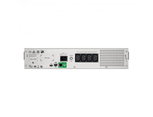 Nepertraukiamo maitinimo šaltinis Schneider Electric Smart-Nepertraukiamo maitinimo šaltinis C SMC1000I-2UC, Rackmount 2U, 4x IEC C13 lizdai, SmartConnect prievadas, USB ir nuoseklus ryšys, AVR, grafinis LCD.