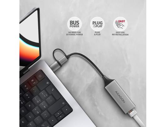 Adapteris AXAGON ADE-TXCA, USB 3.2 Gen 1 Gigabit Ethernet, Nintendo Switch palaikymas, USB C-A redukcija