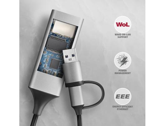Adapteris AXAGON ADE-TXCA, USB 3.2 Gen 1 Gigabit Ethernet, Nintendo Switch palaikymas, USB C-A redukcija