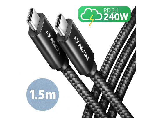 Kabelis AXAGON Male USB Type C 1.5 m Juodas