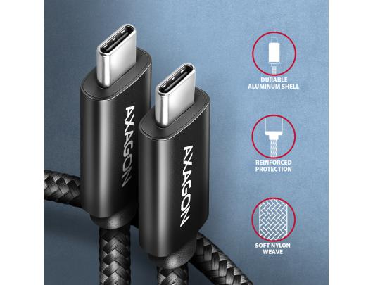 Kabelis AXAGON USB Type C Juodas 2.5 m