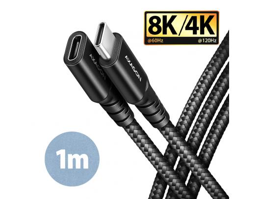 Kabelis AXAGON Female USB Type C Male USB Type C Juodas 1 m