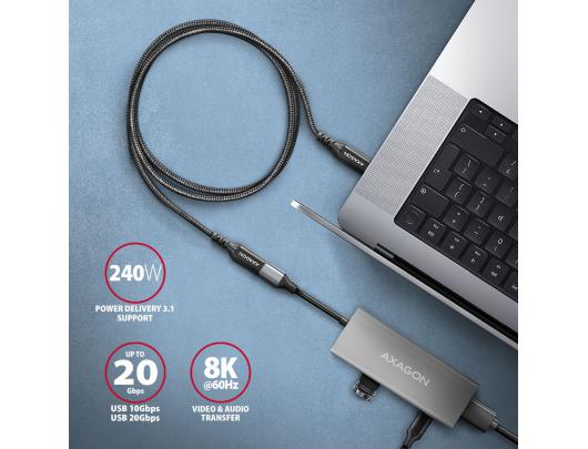Kabelis AXAGON Female USB Type C Male USB Type C Juodas 1 m
