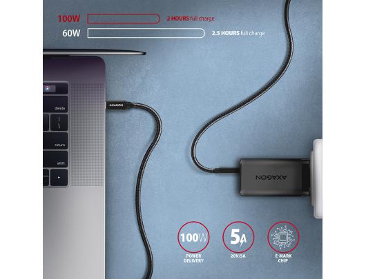 Kabelis AXAGON USB Type C Juodas 1.5 m