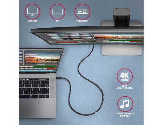 Kabelis AXAGON USB Type C Juodas 1.5 m