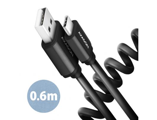 Kabelis AXAGON Male USB Type A Male USB Type C Juodas 0.6 m