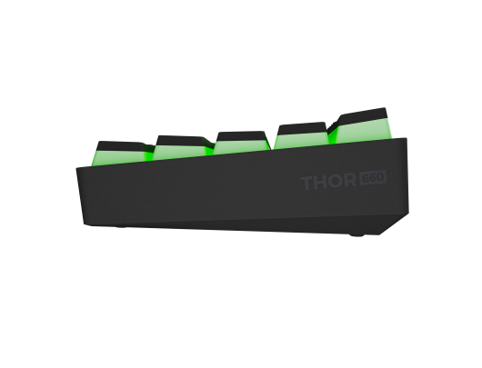Klaviatūra Genesis THOR 660 G2, belaidė/laidinė, US, 2.4 GHz, Bluetooth, USB, linijinė, juoda