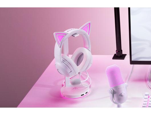 Ausinės Razer Kraken Kitty V2, laidinės, ant ausų, su mikrofonu, su triukšmo slopinimu, baltos