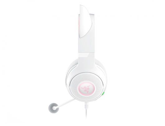 Ausinės Razer Kraken Kitty V2, laidinės, ant ausų, su mikrofonu, su triukšmo slopinimu, baltos