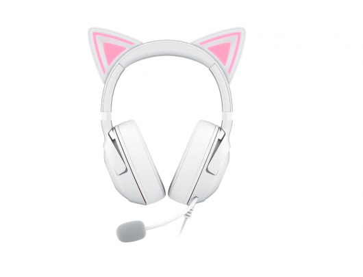 Ausinės Razer Kraken Kitty V2, laidinės, ant ausų, su mikrofonu, su triukšmo slopinimu, baltos