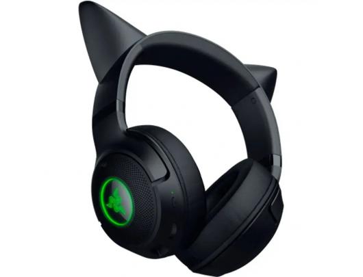 Ausinės Razer Kraken Kitty V2 BT, Bluetooth, virš ausų, su mikrofonu, triukšmo slopinimas, belaidės, juodos.