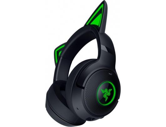 Ausinės Razer Kraken Kitty V2 BT, Bluetooth, virš ausų, su mikrofonu, triukšmo slopinimas, belaidės, juodos.