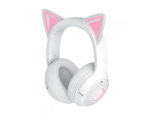 Ausinės Razer Kraken Kitty V2 BT, Bluetooth, virš ausų, mikrofonas, triukšmo slopinimas, belaidės, baltos