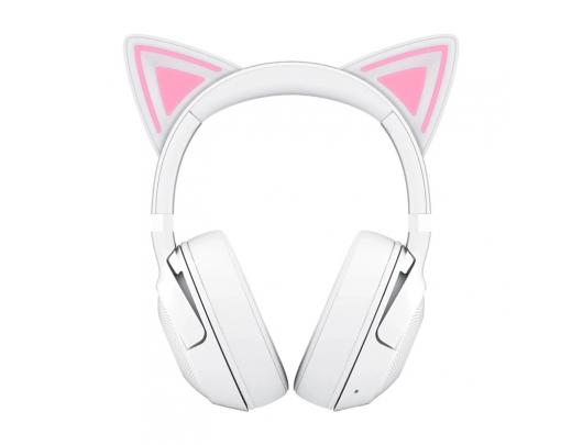 Ausinės Razer Kraken Kitty V2 BT, Bluetooth, virš ausų, mikrofonas, triukšmo slopinimas, belaidės, baltos