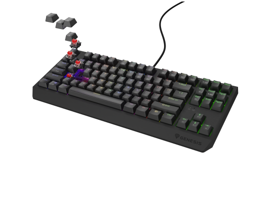 Klaviatūra Genesis THOR 230 TKL, mechaninė, laidinė, US, juoda, USB Type-A, linijinė