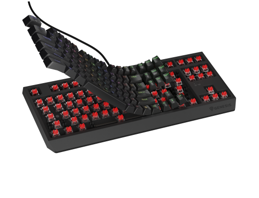 Klaviatūra Genesis THOR 230 TKL, mechaninė, laidinė, US, juoda, USB Type-A, linijinė