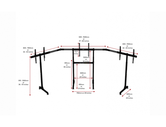 Stovas Next Level Racing Free Standing Triple Monitor, 3x32-65", maksimalus svoris 70 kg, juodas