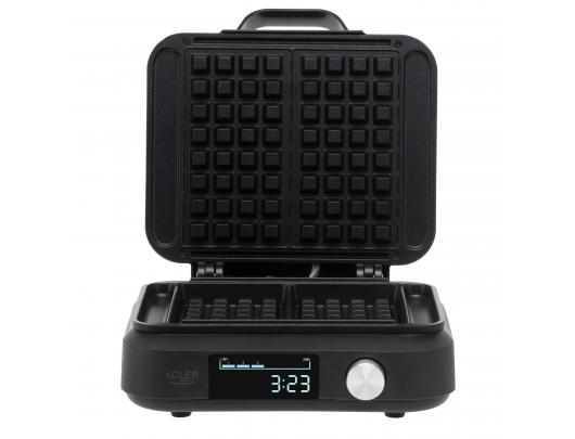 Vaflinė Adler AD 3087, su LED ekranu, 2200 W, 2 kepiniai, Belgija, juoda
