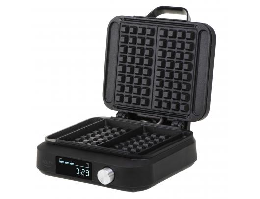 Vaflinė Adler AD 3087, su LED ekranu, 2200 W, 2 kepiniai, Belgija, juoda