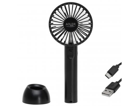 Ventiliatorius Adler AD 7338, mini USB, 3 greičiai, juodas