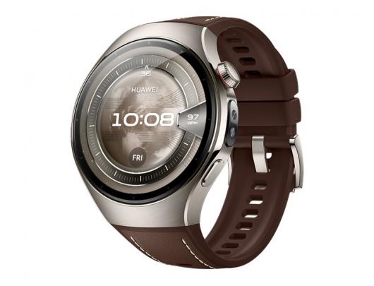 Išmanusis laikrodis Huawei Watch 5, fluorelastomerinė klasikinė ruda apyrankė, metalinis korpusas