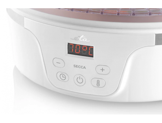 Maisto džiovyklė ETA Secca ETA730190000, galia 380 W, padėklų skaičius 5, integruotas laikmatis, baltas