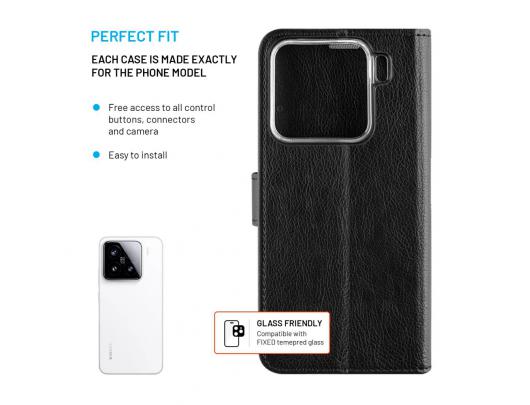 Dėklas Xiaomi 15, sintetinė oda, juodas