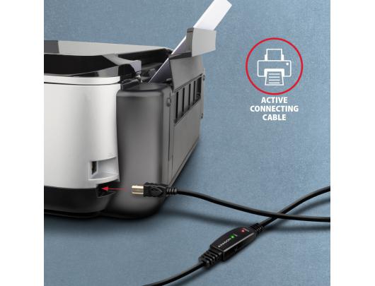 Kabelis AXAGON ADR-220B, kartotuvas, USB Type-A į USB Type-B, juodas, 20 m
