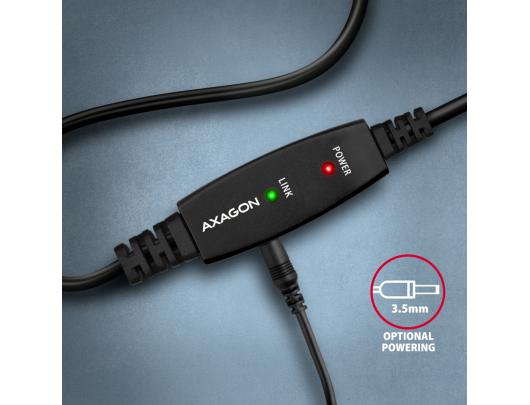 Kabelis AXAGON ADR-220B, kartotuvas, USB Type-A į USB Type-B, juodas, 20 m